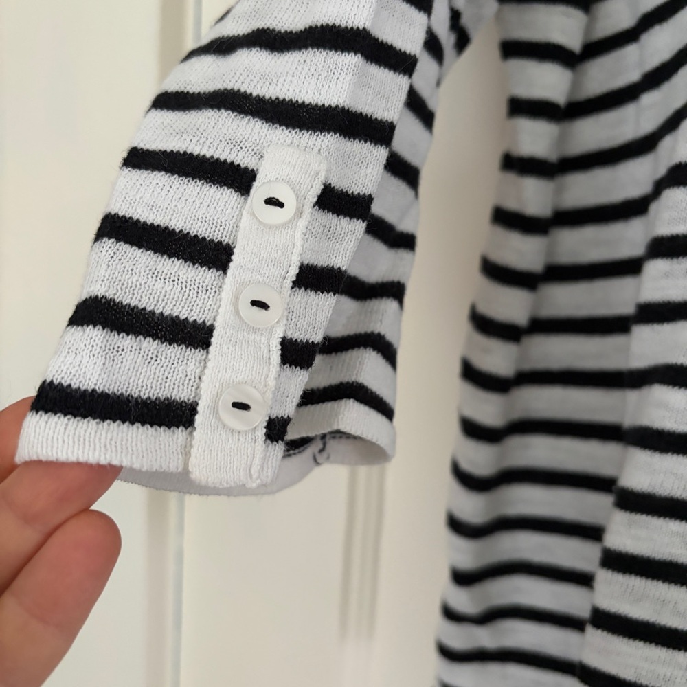 J. Jill Linen Black & White Striped Top - Picture 6 of 6